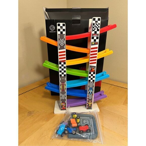 Other - NIB! Wood City Wooden Car Ramp Racer Racetrack Set